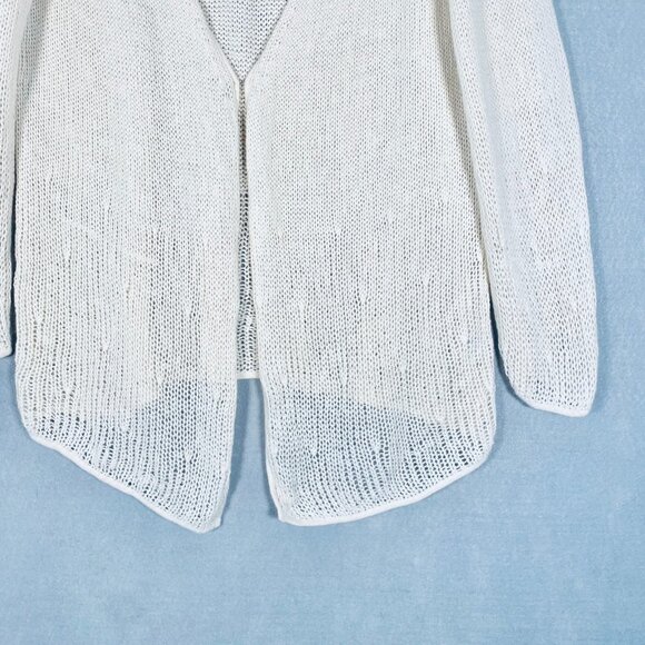 Manrico Cashmere Sweater Womens L Ivory Knit Clap Closure Cardigan Italy - Picture 2 of 11
